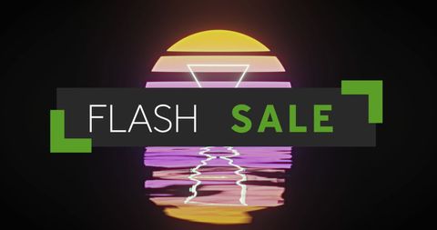Flash Sale Announcement with Retro Digital Sunset Design