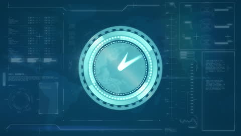 Futuristic Clock Animation with Digital Interface Elements