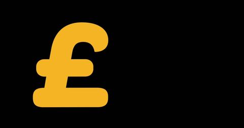 Bold yellow pound symbol on black background