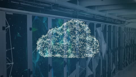 Digital Animation of Cloud Networking and Security Over Server Room