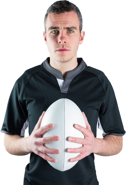 Frowning Rugby Player Holding Ball on Transparent Background - Download Free Stock Videos Pikwizard.com