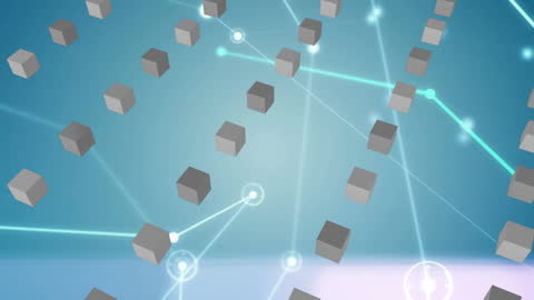 Futuristic Network Connections Over Vibrant Blue Background