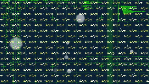 Digital Code Animation Overlay with Molecular Patterns