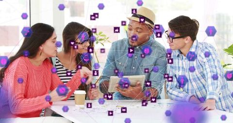 Diverse Business Team Collaborates with Digital Technology