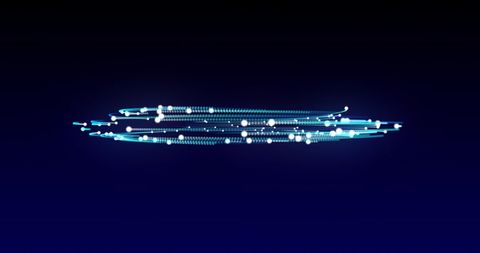 Rotating blue trails with glowing points on black