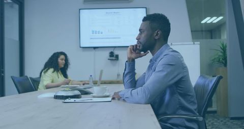 Focused African American Businessman in Modern Office Meeting - Download Free Stock Images Pikwizard.com