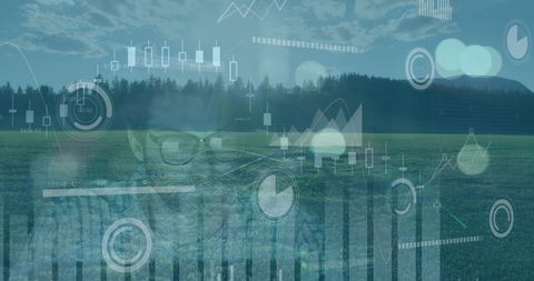 data overlay on scenic field with businessman - Download Free Stock Images Pikwizard.com