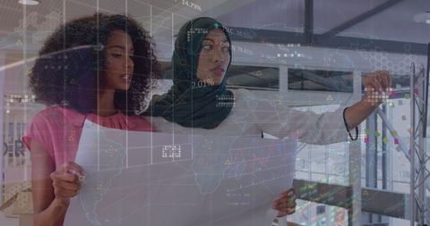 Diverse Business Partners Analyzing Global Financial Data Concepts