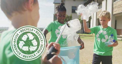 Children Collecting Plastic Recycling Outdoors - Download Free Stock Images Pikwizard.com