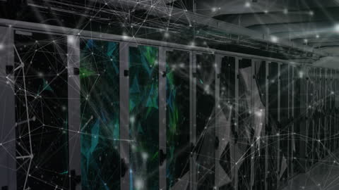 Animated Data Network Over Server Room