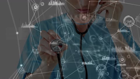 Female Doctor Using Advanced Digital Healthcare Interface