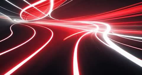 Glowing Red and White Ribbons in Abstract Digital Space
