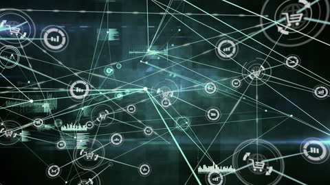 Futuristic Digital Network Interface Concept with Data Visualizations