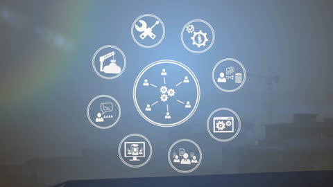 Animated Icons Showcase Global Connectivity and Data Processing