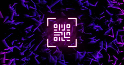Neon Digital Connections with QR Code Symbol in Futuristic Design - Download Free Stock Images Pikwizard.com