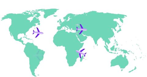 Airplanes Flying Over World Map Indicating Global Travel Routes - Download Free Stock Images Pikwizard.com