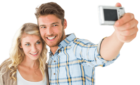 Attractive Couple Taking Clear Selfie Smiling Happily