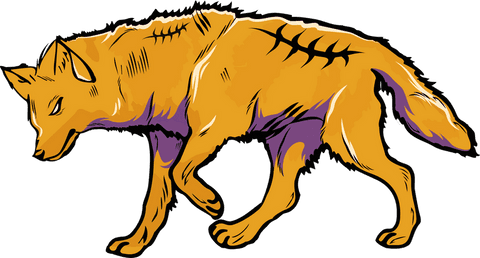 vector orange wolf with purple shades walking on transparent background - Download Free Stock Videos Pikwizard.com