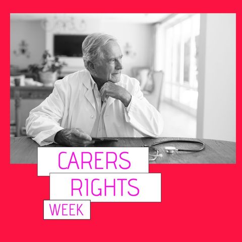caucasian male doctor celebrating carers rights week - Download Free Stock Templates Pikwizard.com
