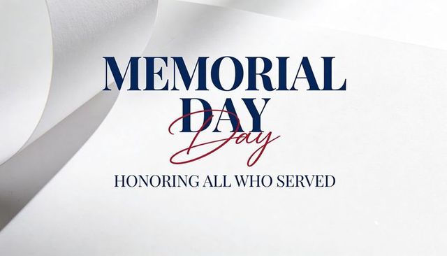Minimal memorial day typography on curled white paper honoring all who served