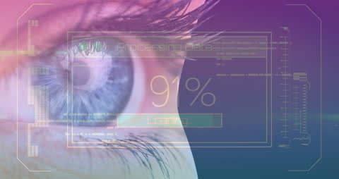Futuristic Data Analysis Interface Over Human Eye