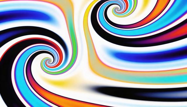 Swirling Twin Ribbon Vortices with Cyan Magenta Bands for Dynamic Abstract Background