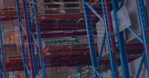 warehouse operations with digital financial overlay - Download Free Stock Images Pikwizard.com