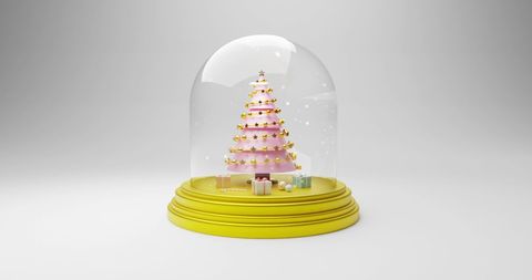 Whimsical Snow Globe with Pink Christmas Tree and Gifts - Download Free Stock Images Pikwizard.com
