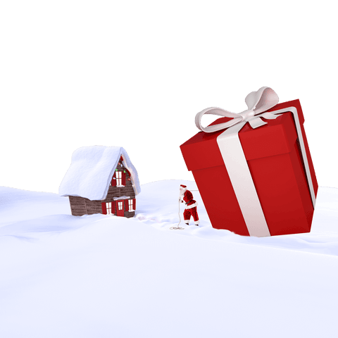 Festive Transparent Santa Delivering Giant Christmas Gift