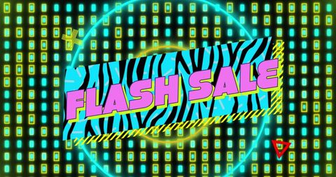 Retro Flash Sale Design with Abstract Neon Background