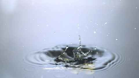 Olives Falling into Water with Ripples in Slow Motion