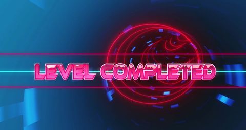 Digital Tunnel Level Completed Neon Sign - Download Free Stock Images Pikwizard.com