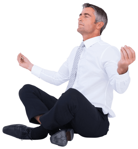Peaceful Businessman Meditating in Lotus Pose on Transparent Background - Download Free Stock Videos Pikwizard.com
