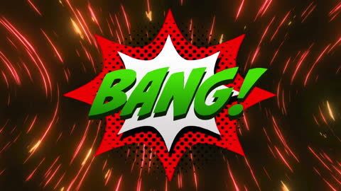 Dynamic Comic Style Text with Vibrant Light Sparks