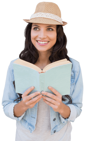 smiling caucasian woman reading a book on transparent background - Download Free Stock Videos Pikwizard.com