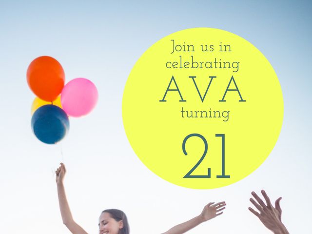 Event Invitation for 21st Birthday Celebration With Balloons - Download Free Stock Templates Pikwizard.com