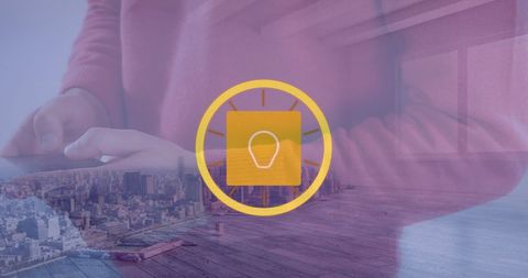 Innovative smartphone digital interface over urban landscape