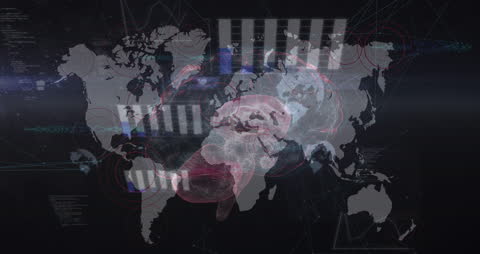 Digital Data Flow Across Global Map Animation
