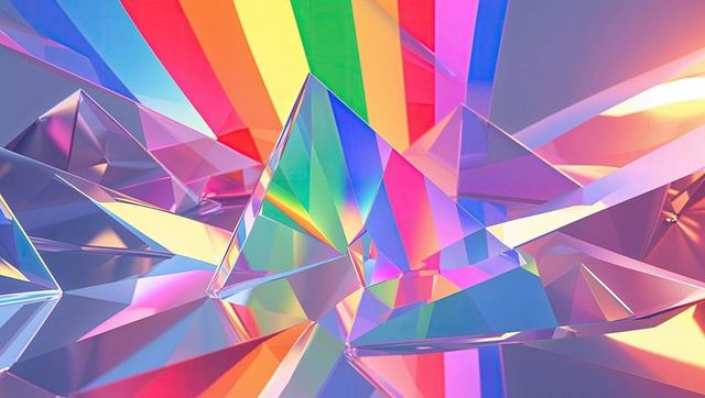 Futuristic prisms creating vibrant rainbow refractions
