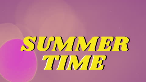 Vibrant Summer Time Text on Soft Pink Background