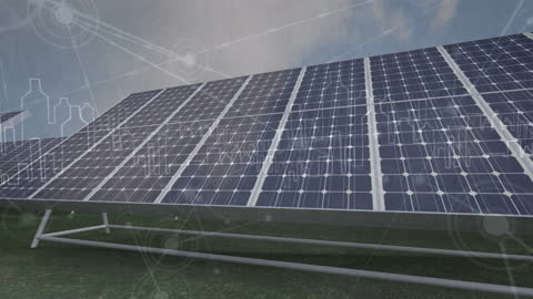 Futuristic Solar Panels with Digital Connections Concept