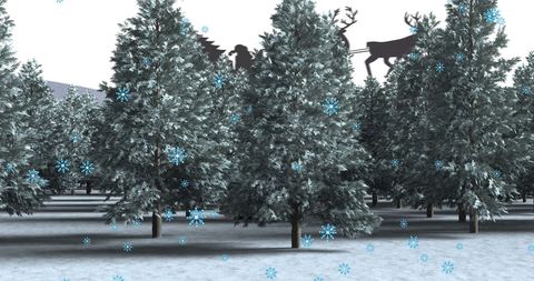 Winter Landscape with Santa and Sleigh Silhouette