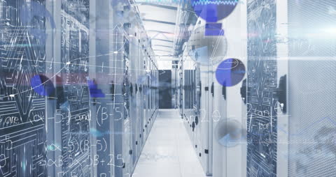 Futuristic Data Center with Digital Technology Interface