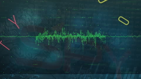 Graphic portraying the dynamic flow of data over a background of microprocessor connections and digital interfaces. Ideal for illustrating software programming, cybersecurity topics, data analytics, or technology advancement. Perfect for promotional material in information technology, conceptual ads, or educational purposes focusing on computer science.