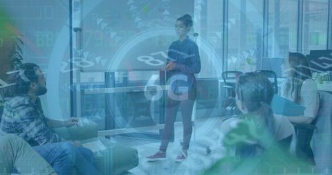 Business Collaboration Amidst Digital Data Processing in Modern Office