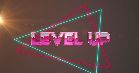 Retro Neon Level Up Text with Light Trails - Download Free Stock Images Pikwizard.com