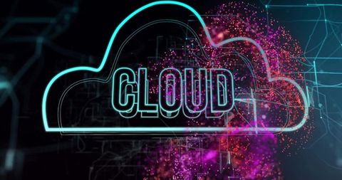 Pulsating Neon Cloud with Cyber Digital Circuitry