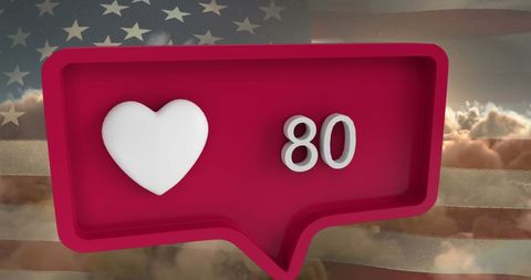 Social Media Like Icon Overlaid on USA Flag Background
