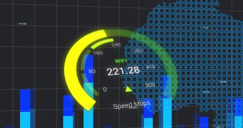 Global Data Processing with Digital Speedometer Interface - Download Free Stock Images Pikwizard.com