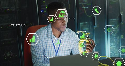 African American Engineer Analyzing Network in Server Room - Download Free Stock Images Pikwizard.com